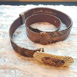 Judith Leiber Brown Snakeskin Vintage Belt